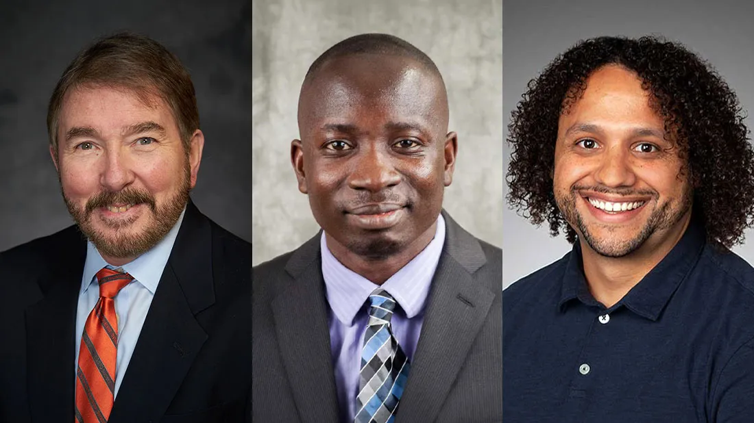 portraits of three falk faculty members