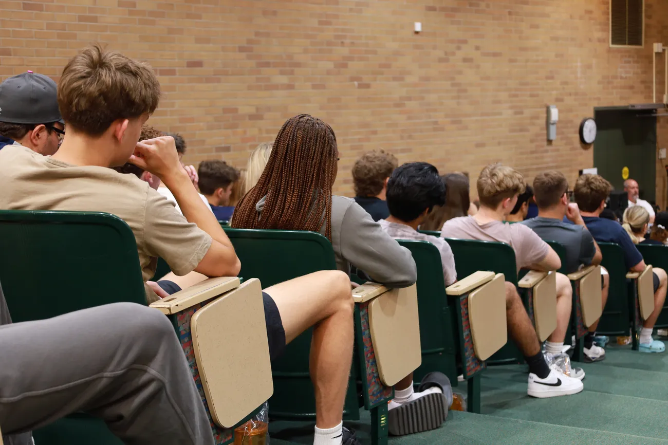 Students sit in Grant Auditorium