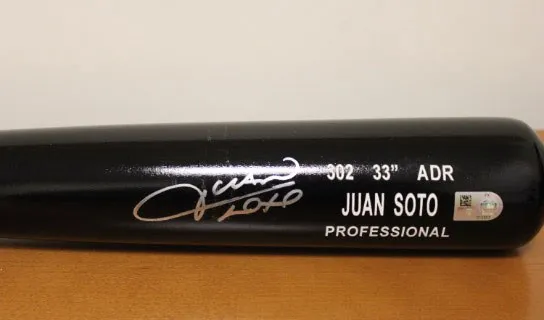 Signed baseball bat from New York Mets superstar Juan Soto.