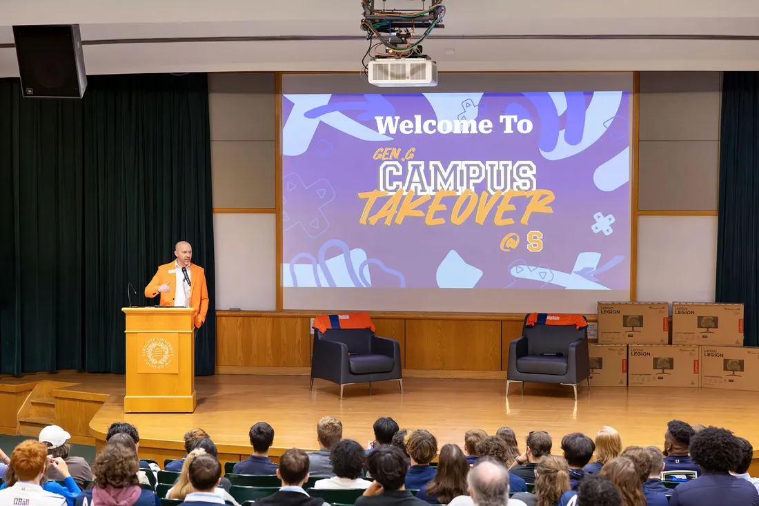 Executive Director of Esports Joey Gawrysiak speaks at the Gen.G Campus Takeover,
