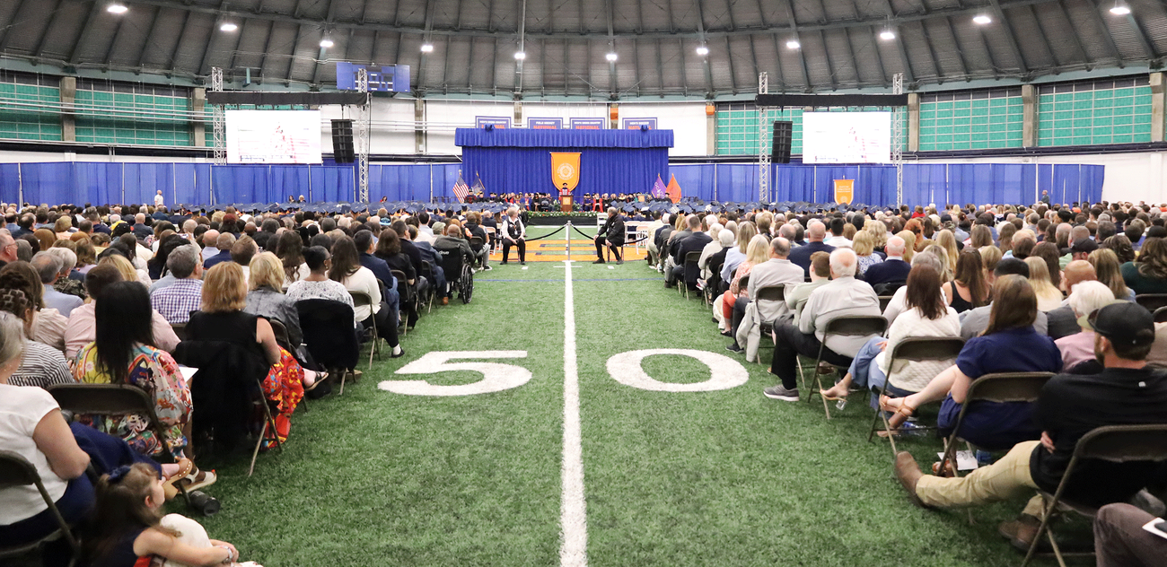 view of audience at convocation ceremony