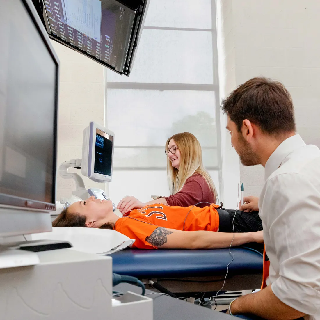Students work in a laboratory