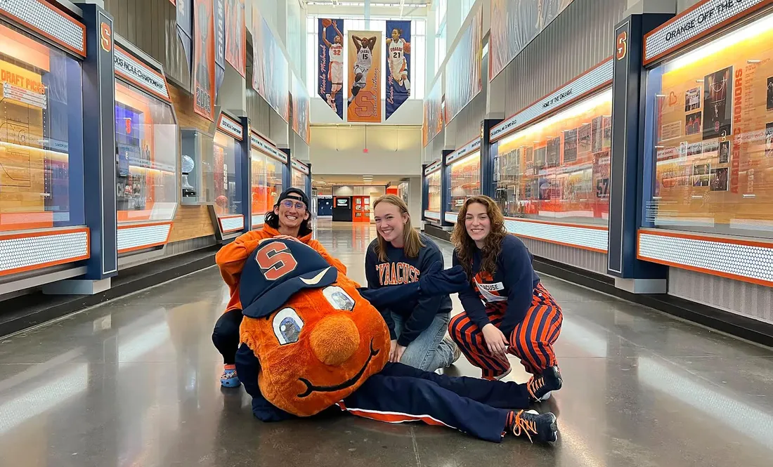 Exercise Science major Camille Junliano and other Otto students pose with the current Otto