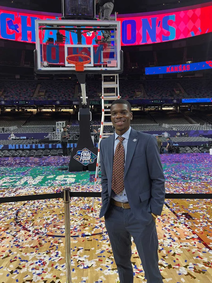 young man at final four in New Orleans