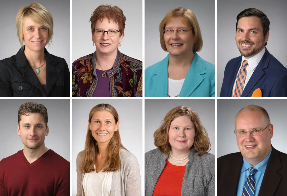 portraits of 8 faculty who were promoted in 2024