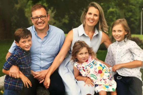 Evan Weissman with wife and three children