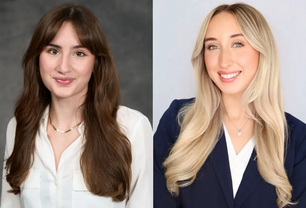 side by side portraits of two female students,