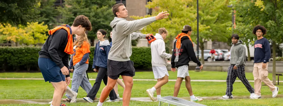 Students play on the quad