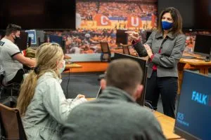 Professor addressing her class