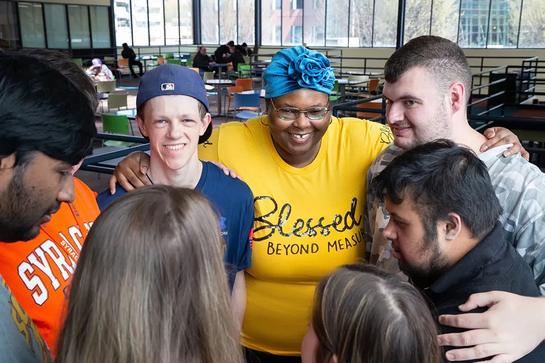 InclusiveU clalssmates gather in Marshall Square Mall