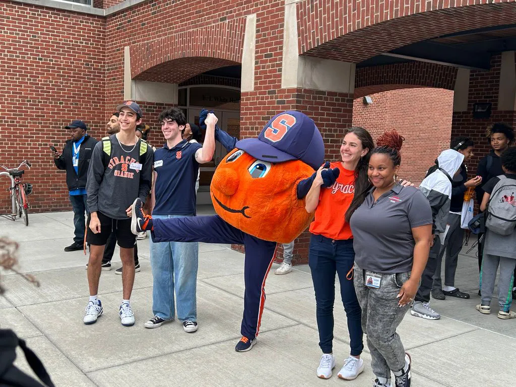 students standing with Otto