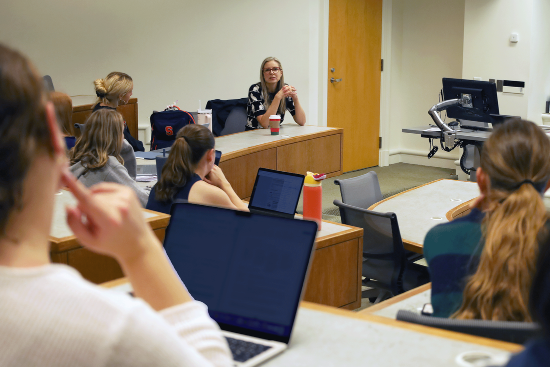 Cynthia Sass speaking to Nutrition class