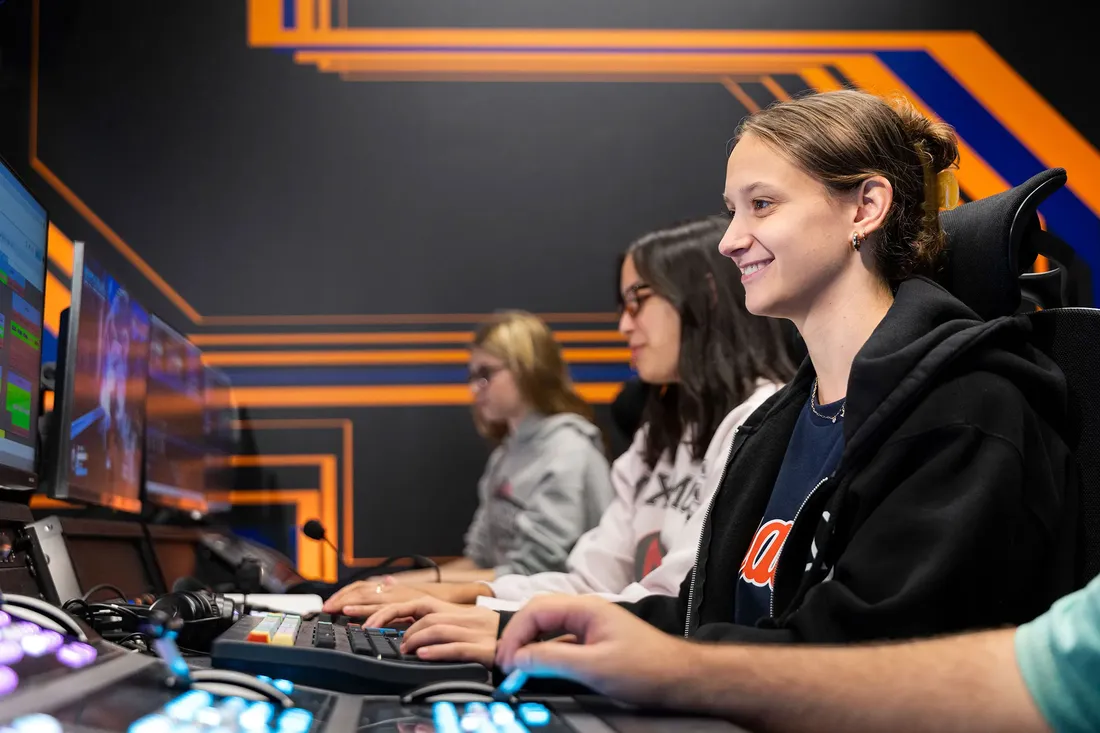 Izzy Kaplan working in production booth
