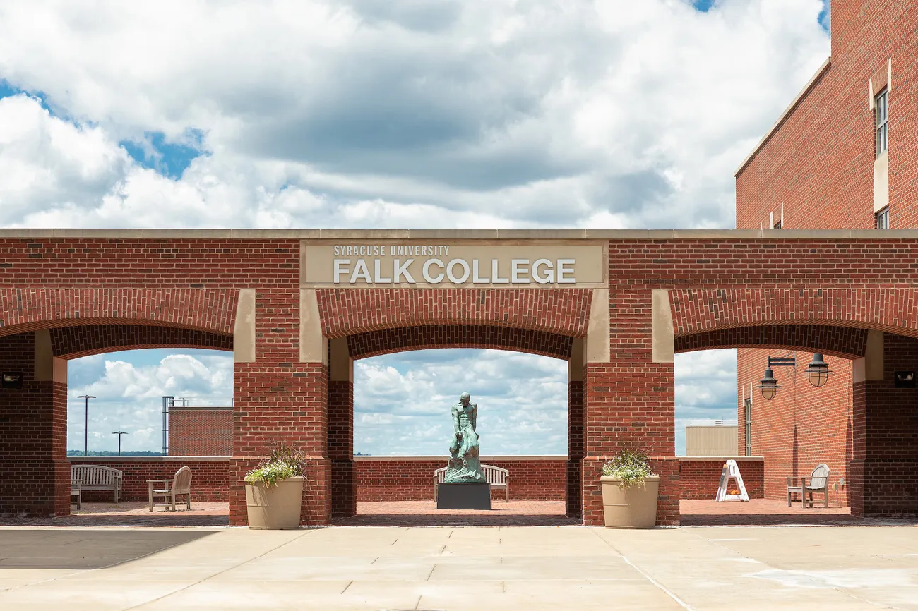 Exterior view Falk College patio