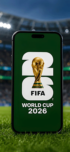 World Cup dispayed on cell phone