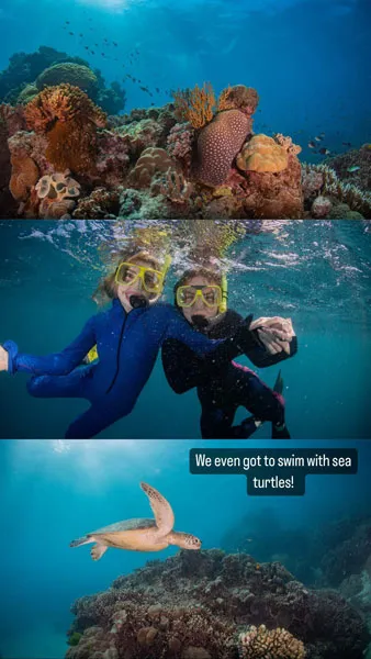 two students snorkeling the Great Barrier Reef