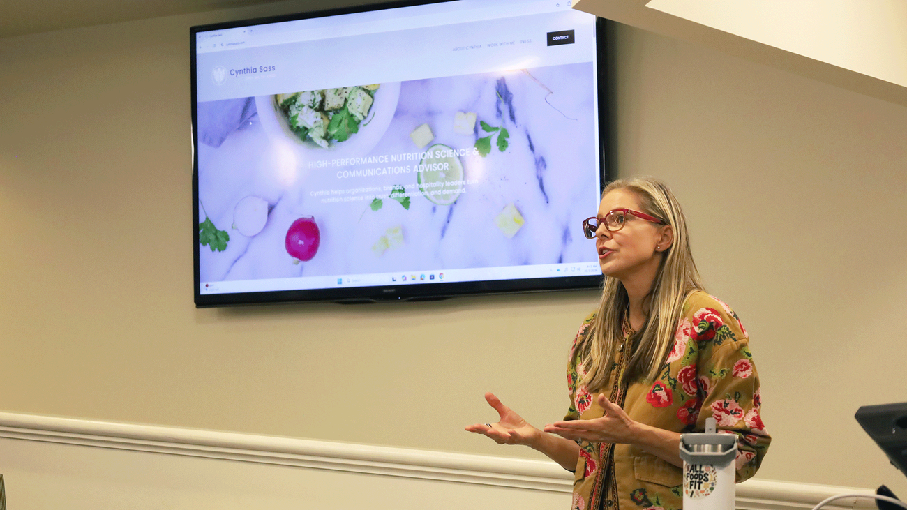 Cynthia Sass presenting