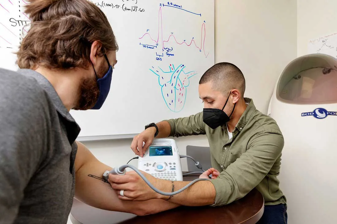 person getting blood pressure checked