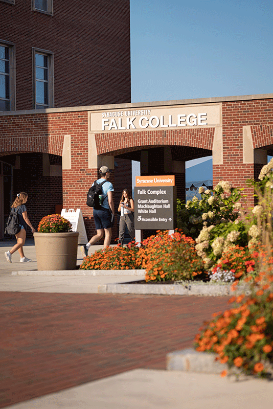 exterior patio view of Falk College